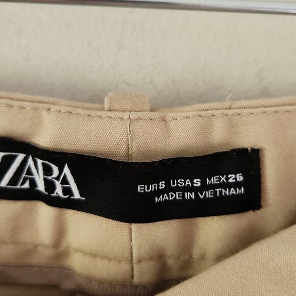 ZARA | Elegant Trousers Pants Beige Sz SMALL - Picture 4 of 5